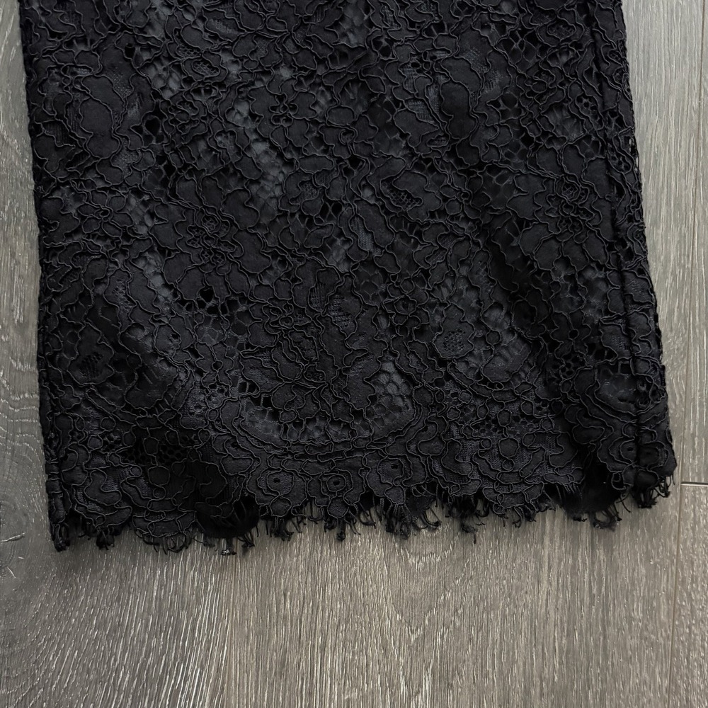 J Crew High Rise Pull On Lace Cropped Pants Black 12 Romantic Whimsigoth Preppy - Picture 4 of 11